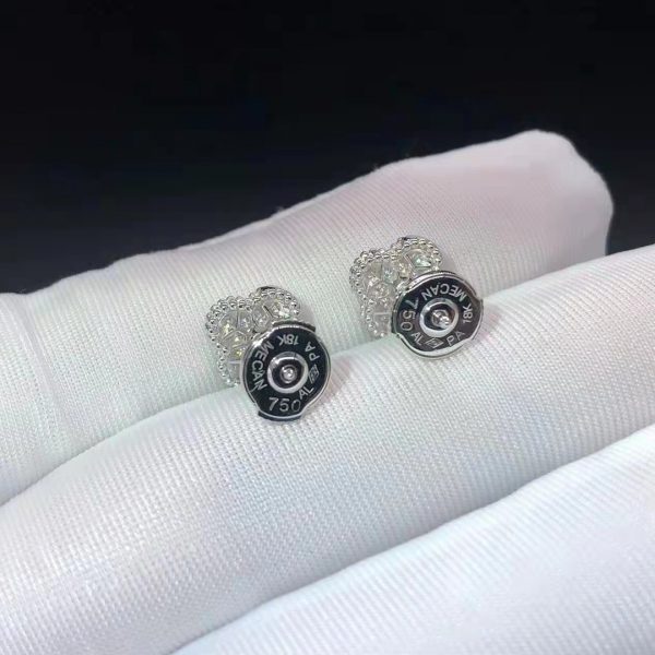 Bông tai Van Cleef & Arpels Sweet Alhambra Kim cương vàng trắng 18K