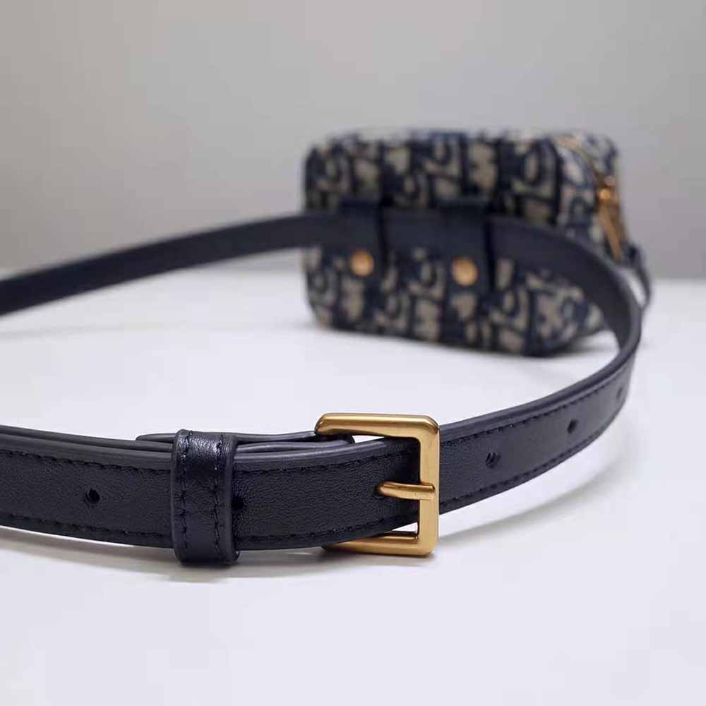 TÚI Dior Women Oblique Belt Pouch Blue Dior Oblique Jacquard