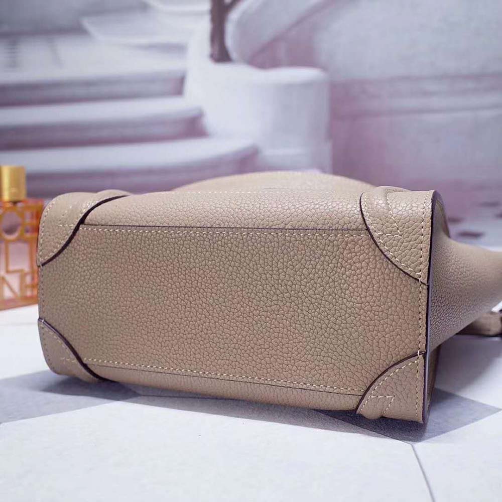 TÚI Celine Women Nano Luggage Bag in Drummed Calfskin-Sandy