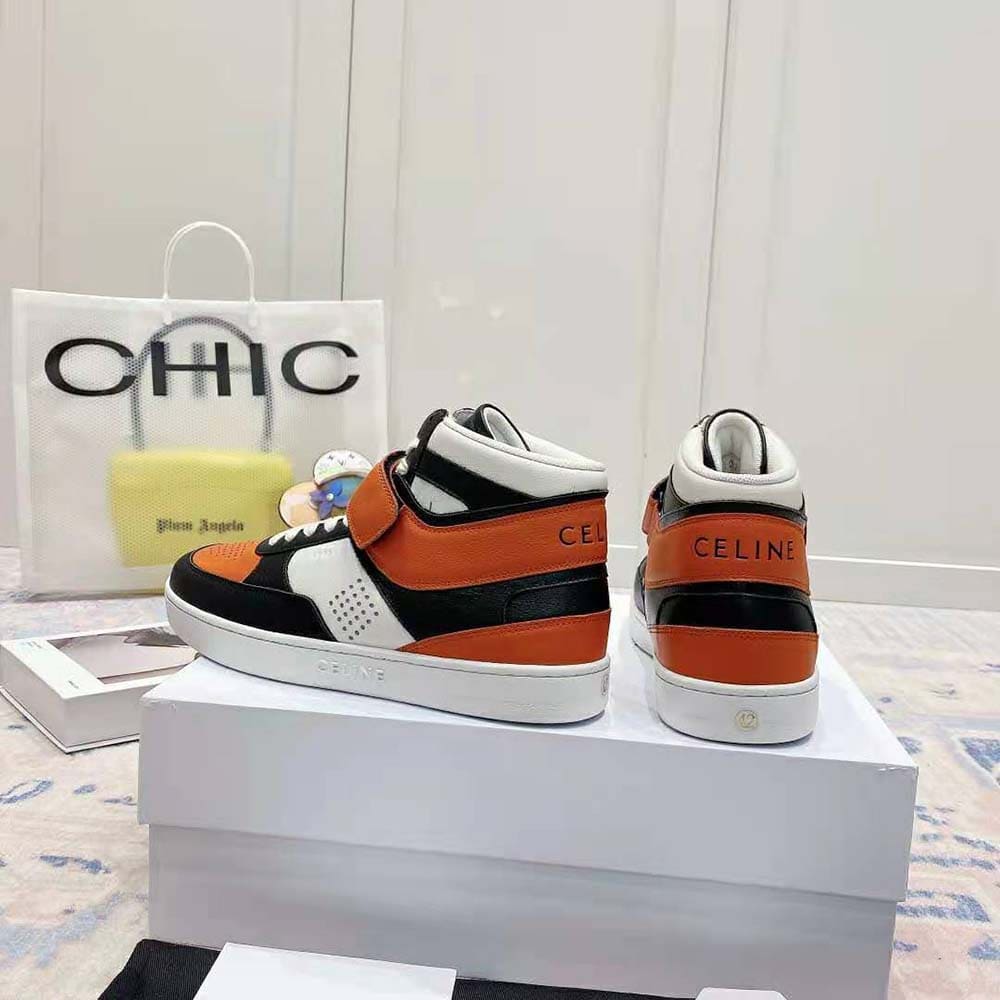 GIÀY CELINE High Sneaker with Scratch in Calfskin-Orange