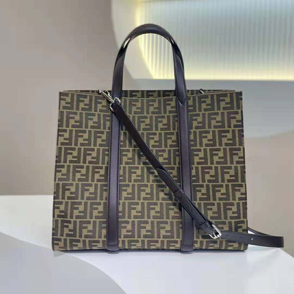 TÚI Fendi Shopper FF Jacquard Fabric Bag