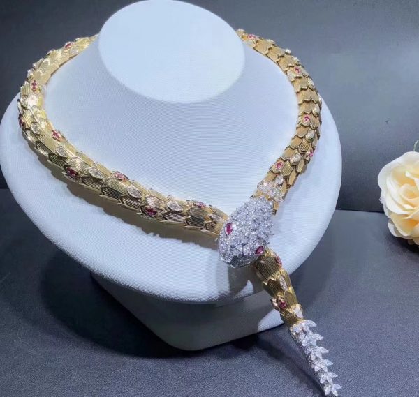 Vòng cổ BVLGARI Serpenti Diamond Ruby Vàng Vàng 18K