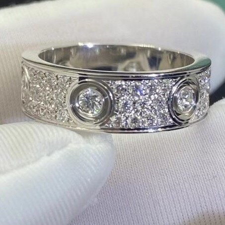 NHẪN CARTIER LOVE RING DIAMOND PAVED GOLD 18K WHITE GOLD