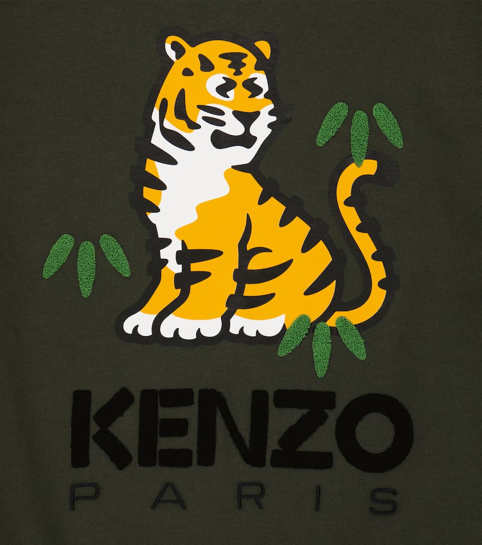 ÁO KENZO KIDS Embroidered tiger-print cotton sweatshirt 9 -12 years