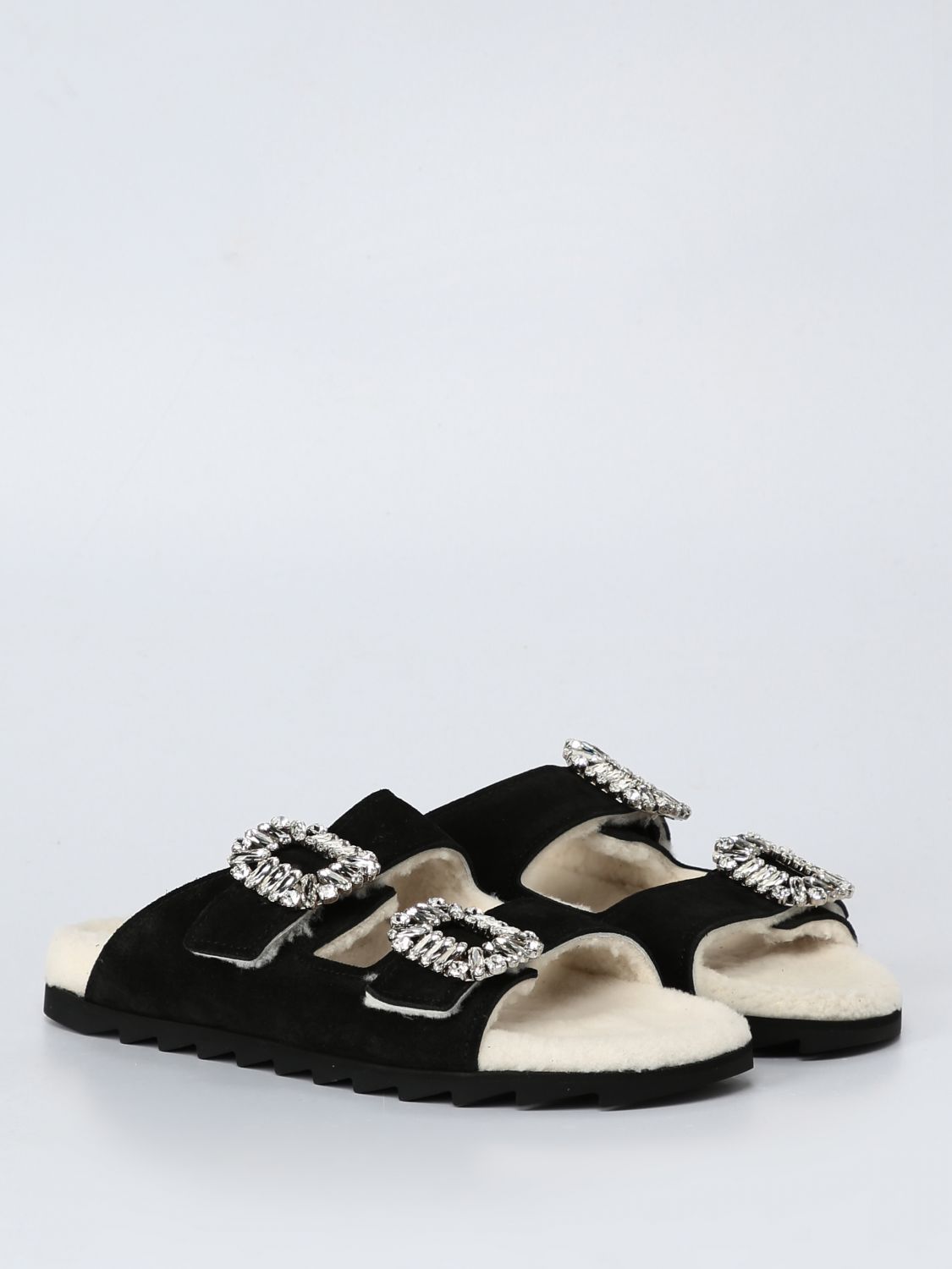 GIÀY ROGER VIVIER Black flat sandals shoes