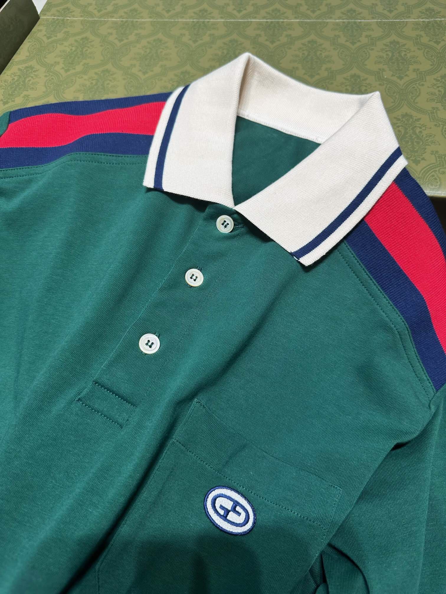 ÁO GUCCI GG POLO SHIRT MÀU XANH LÁ CÂY UNISEX