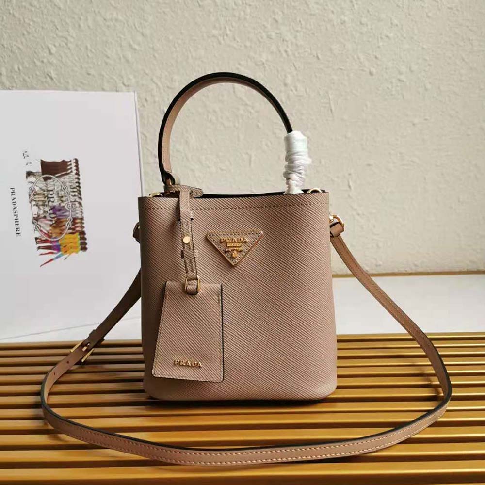 TÚI Prada Saffiano Leather Prada Panier Bag-Sandy
