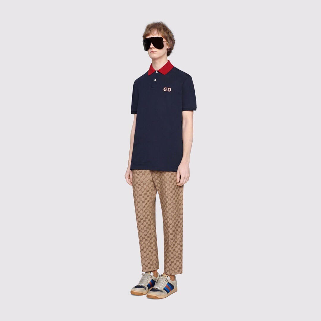 ÁO GUCCI GG POLO SHIRT MÀU XANH ĐẬM UNISEX