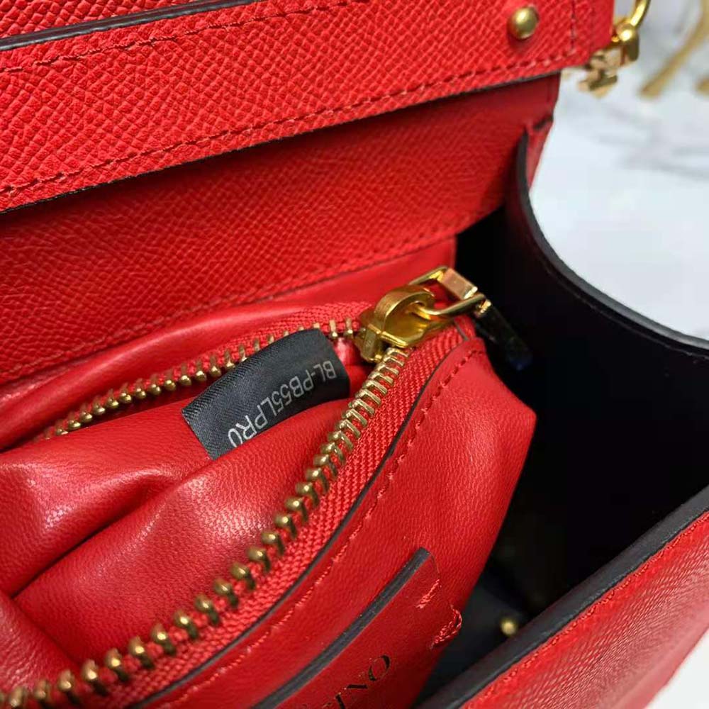 TÚI Valentino Vsling Grainy Calfskin Handbag-Red