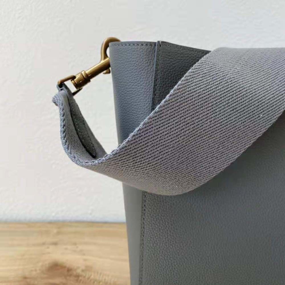 TÚI Celine Women Sangle Small Bucket Bag in Soft Grained Calfskin-Silver