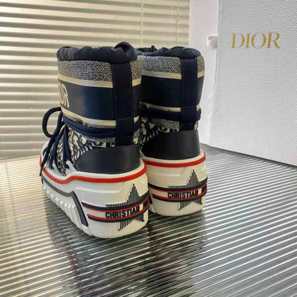 Giày Dior Women Dioralps Snow Ankle Boot Deep Blue Dior Oblique Shiny Nylon