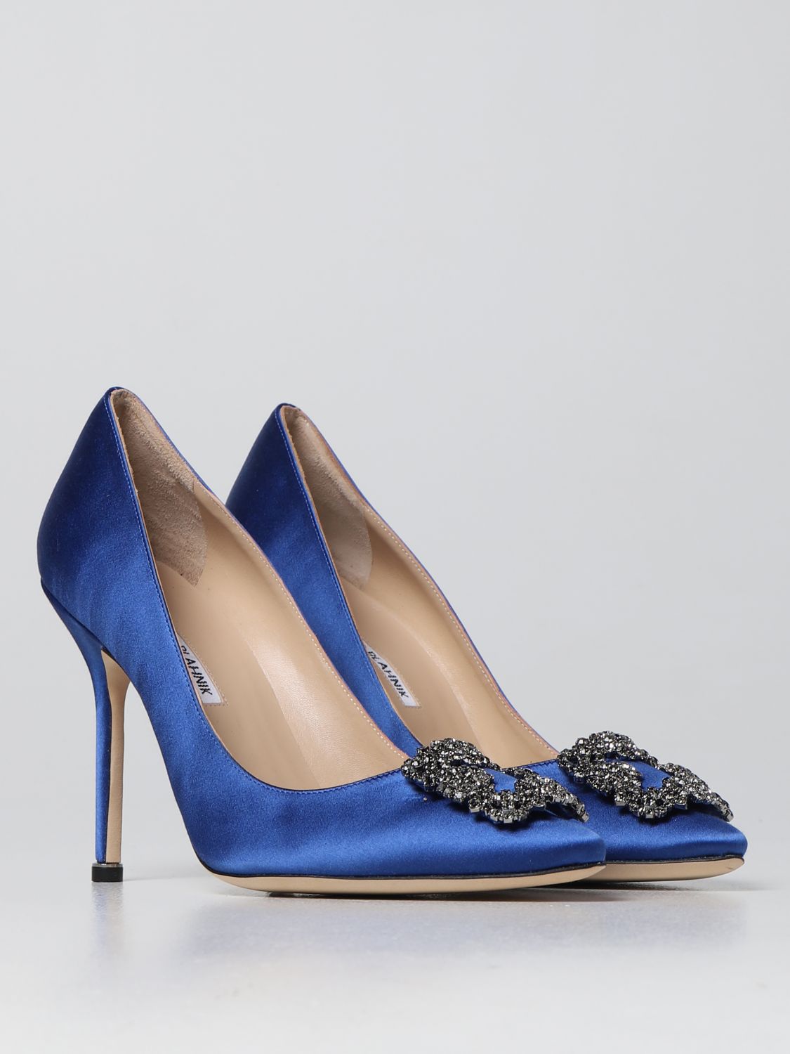 GIÀY MANOLO BLAHNIK Elegant Blue Hangisi satin pumps shoes