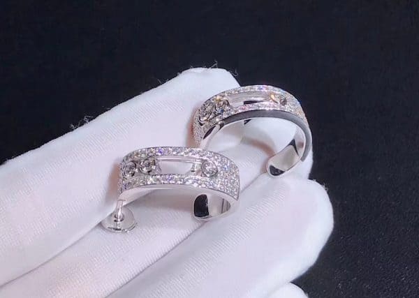 Nhẫn Messika kim cương vàng trắng 18K bản kỉ niệm