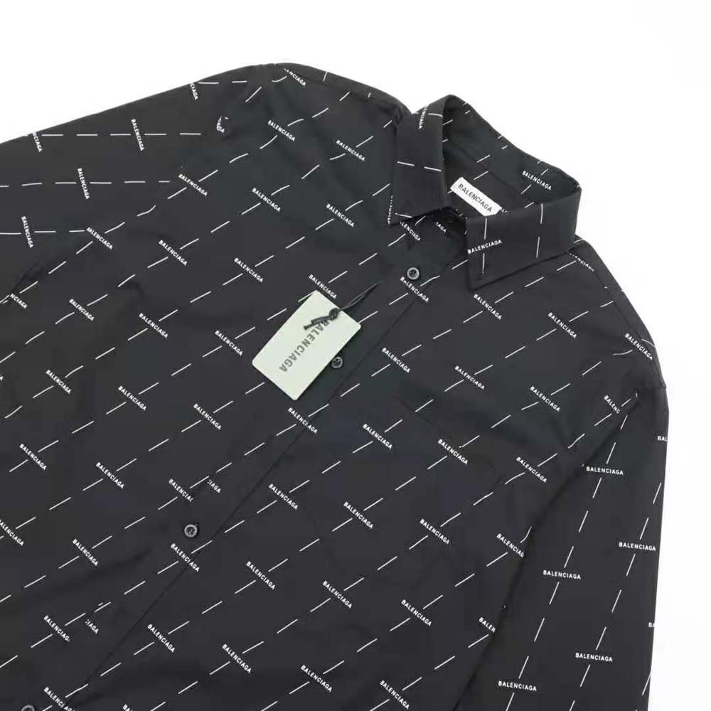 ÁO Balenciaga Large Fit Shirt in Black and White Licence Printed Poplin