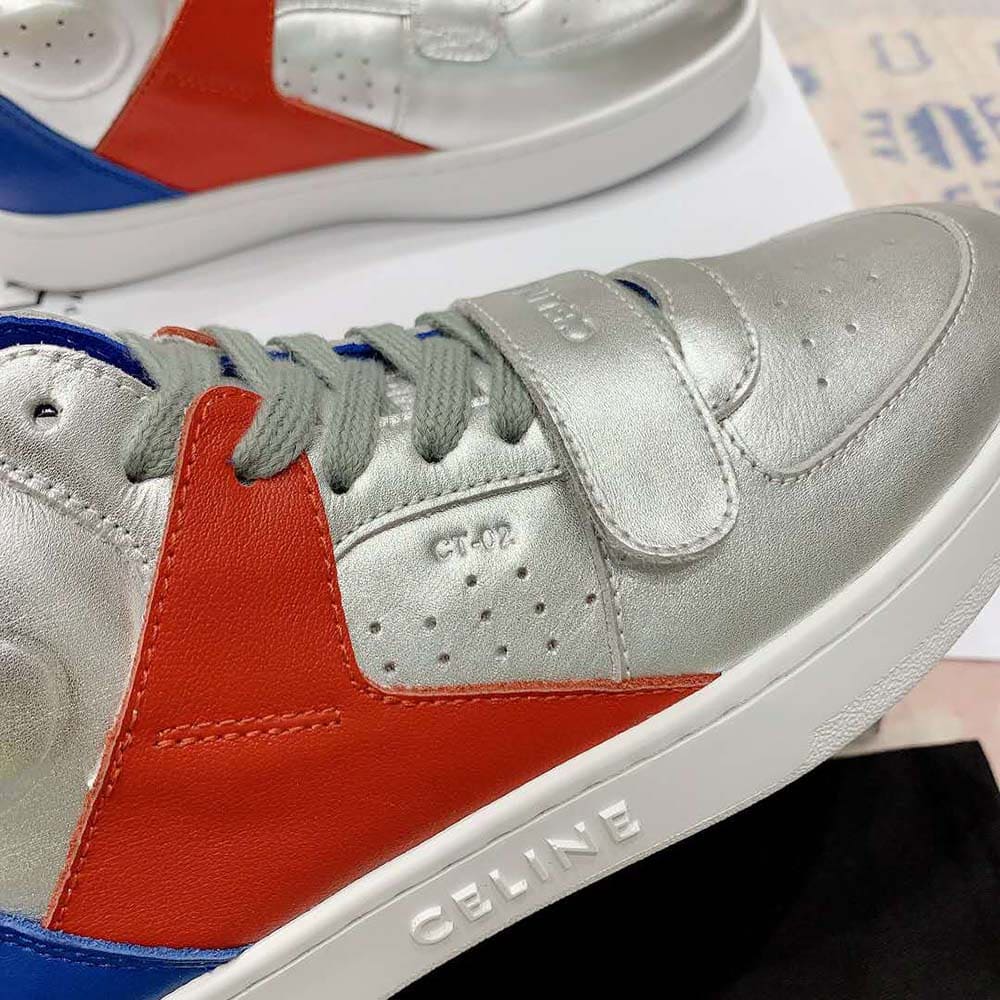 GIÀY CELINE Mid Sneaker with Scratch in Metallic Calfskin and Calfskin