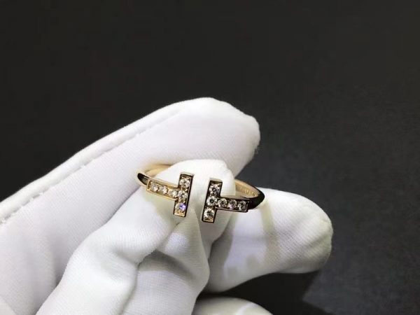 Nhẫn Tiffany & Co T kim cương vàng hồng 18K