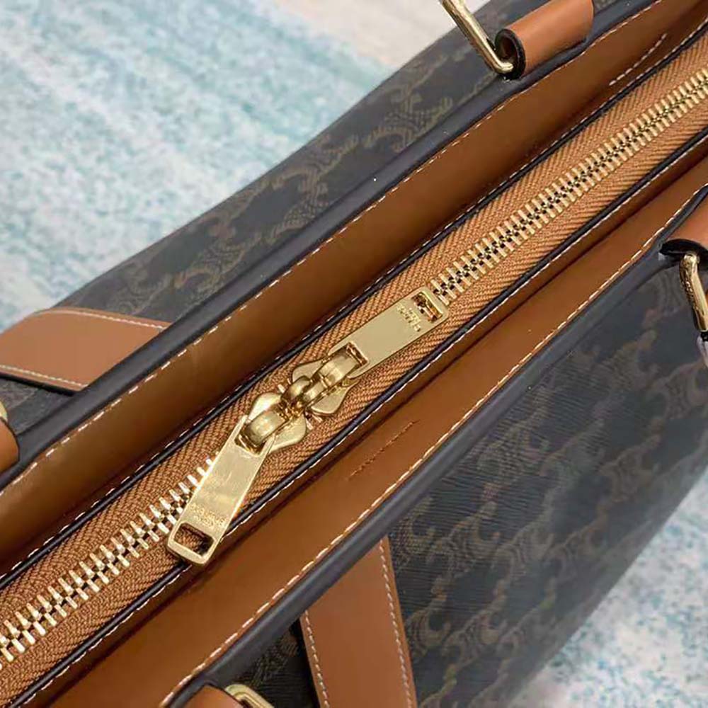 TÚI Celine Women Medium Cabas DE France Bag in Triomphe Canvas and Calfskin