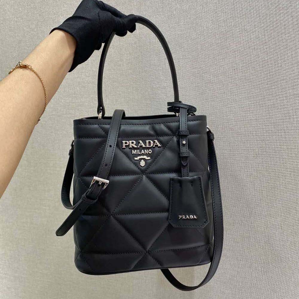 TÚI Prada Bucket Design Spectrum Leather Bag-Black