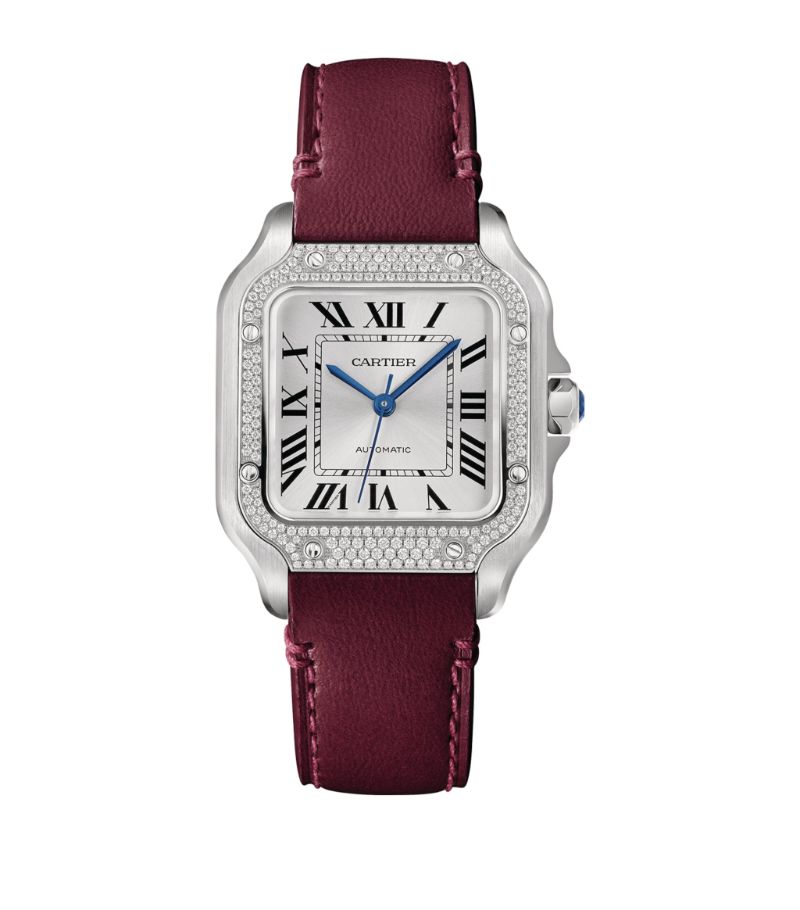 Đồng hồ CARTIER  Medium Steel Santos de Cartier Watch 35.1mm mặt số màu trắng