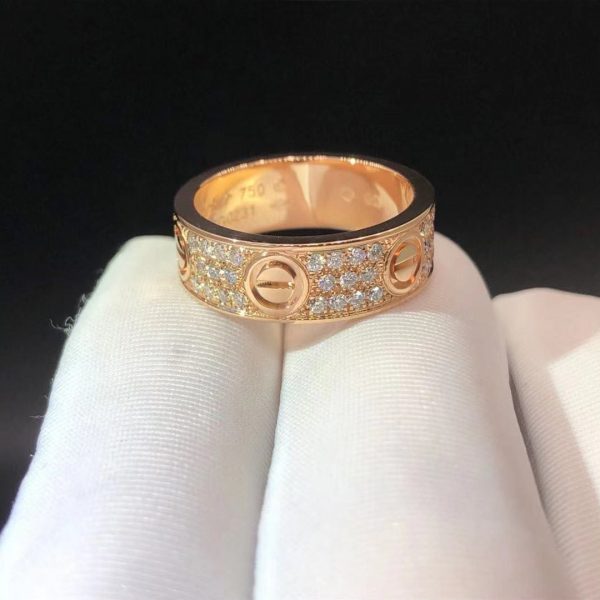 Nhẫn Cartier Love full kim cương vàng hồng 18K