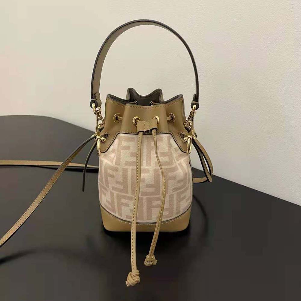 TÚI FENDI Mon Tresor FF Beige Wool Mini-Bag