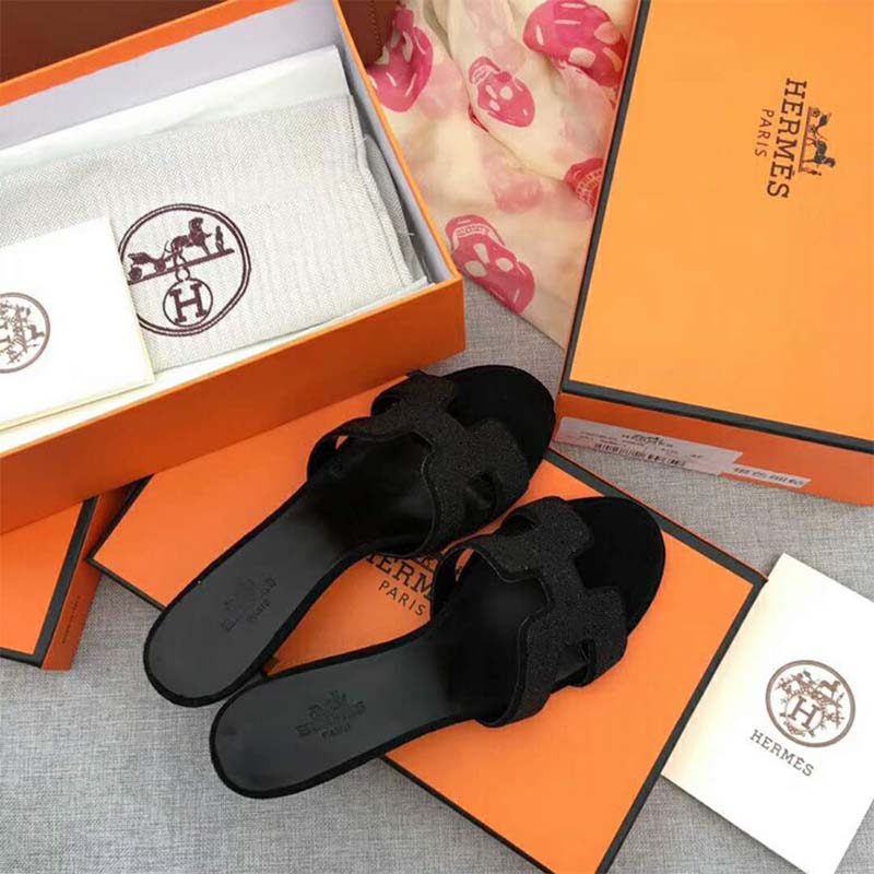 GIÀY Hermes Women Shoes Oasis sandal 50mm Heel-Black SS2022