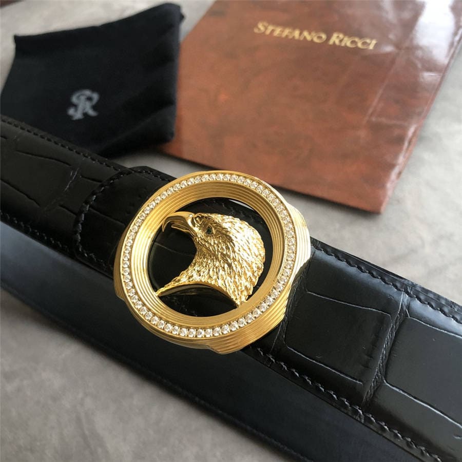 DÂY LƯNG STEFANO RICCI CROCODILE LEATHER DA CÁ SẤU Belt Khóa bạc