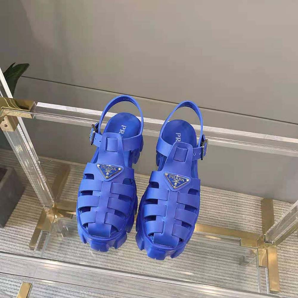 DÉP SANDAL PRADA Foam Rubber Sandals in 55 mm Heel Height-Blue