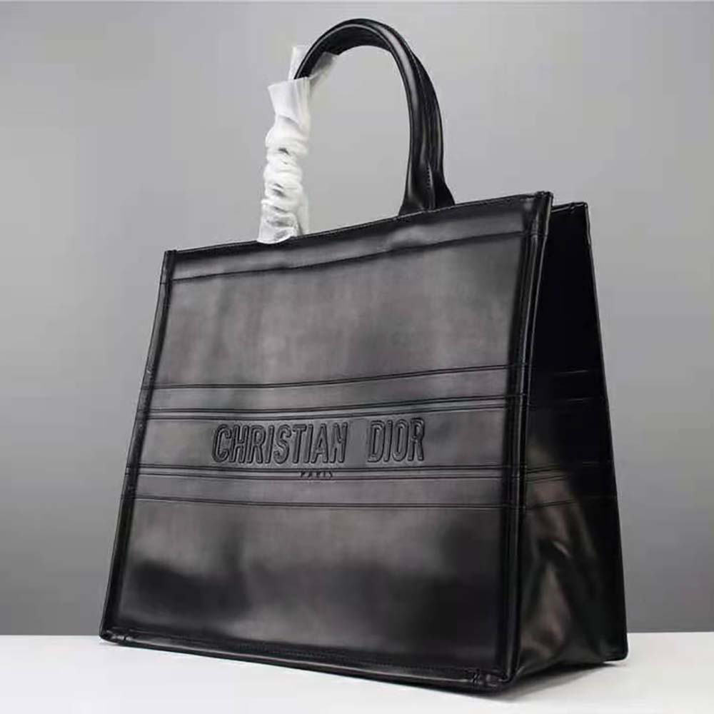 TÚI Dior Women Small Dior Book Tote Black Calfskin