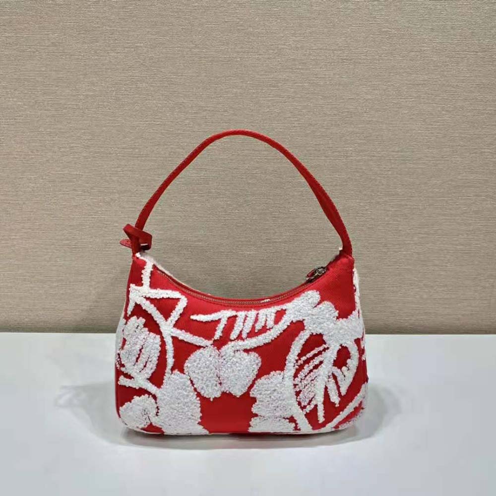 TÚI Prada Women Re-Edition 2006 Embroidered Drill Mini Bag-Red