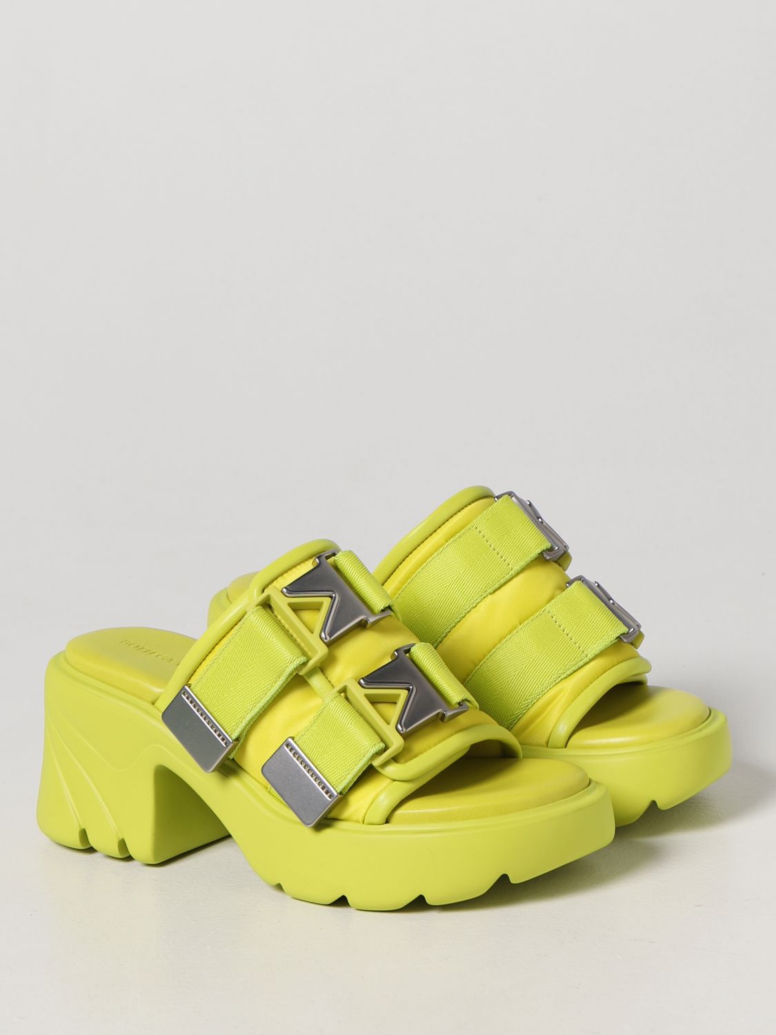 DÉP BOTTEGA VENETA Yellow Flash leather and nylon sandal