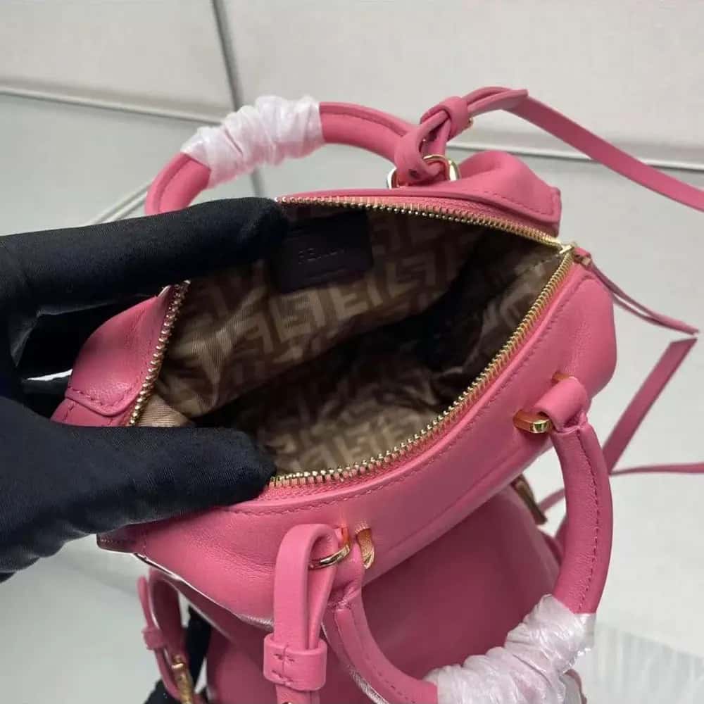 TÚI Fendi Women Nappa FF Mini Cube - Hồng da cừu