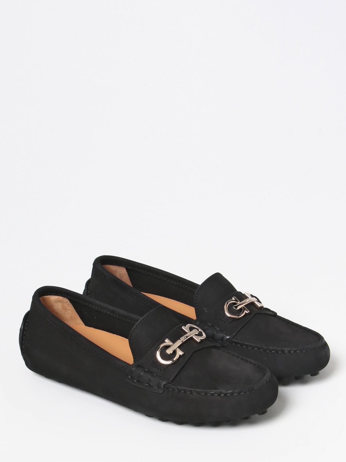 GIÀY SALVATORE FERRAGAMO Black suede loafers shoes