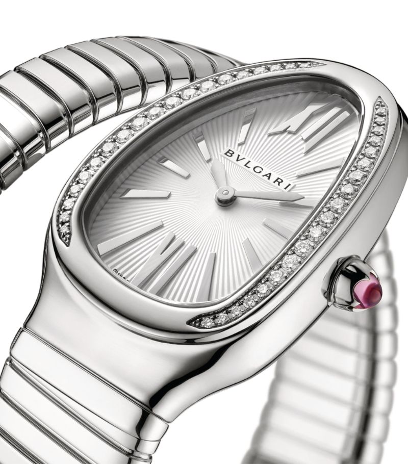 Đồng hồ BVLGARI  Stainless Steel and Diamond Serpenti Tubogas 35mm mặt số màu trắng