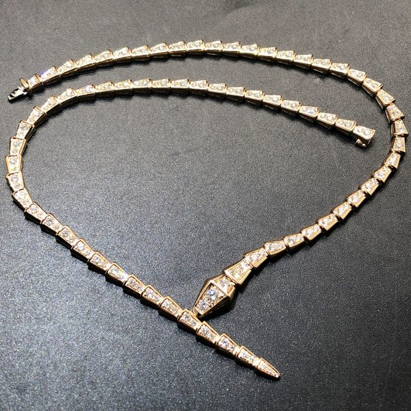 Vòng cổ BVLGARI Serpenti Viper Pavé Diamonds kim cương vàng hồng 18K