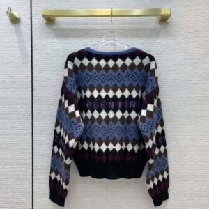 ÁO Dior Women Embroidered Sweater Navy Blue Cashmere Knit