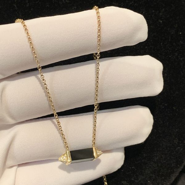 Vòng cổ Cartier Les Berlingots de Cartier kim cương Onyx đen vàng hồng 18K