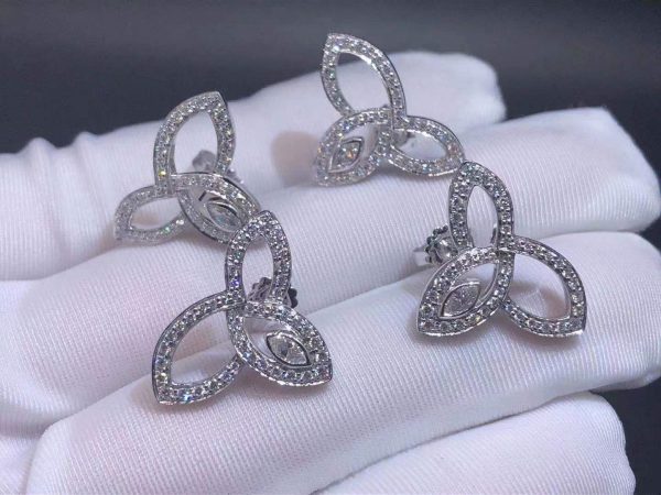 Bông tai Harry Winston Lily Cluster diamond kim cương vàng trắng 18K