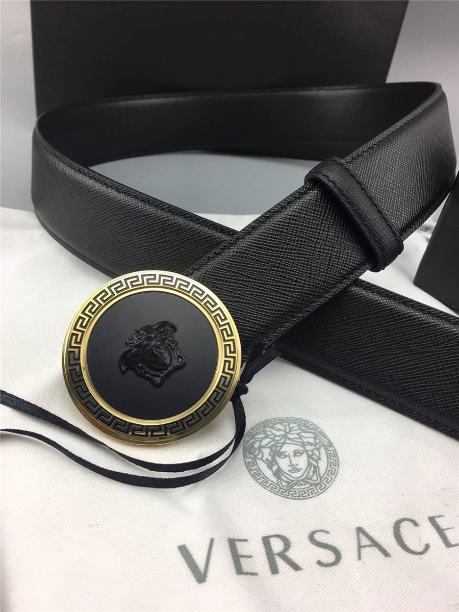 DÂY LƯNG VERSACE MEDUSA HEAD CIRCLE CALFSKIN LEATHER Khóa vàng