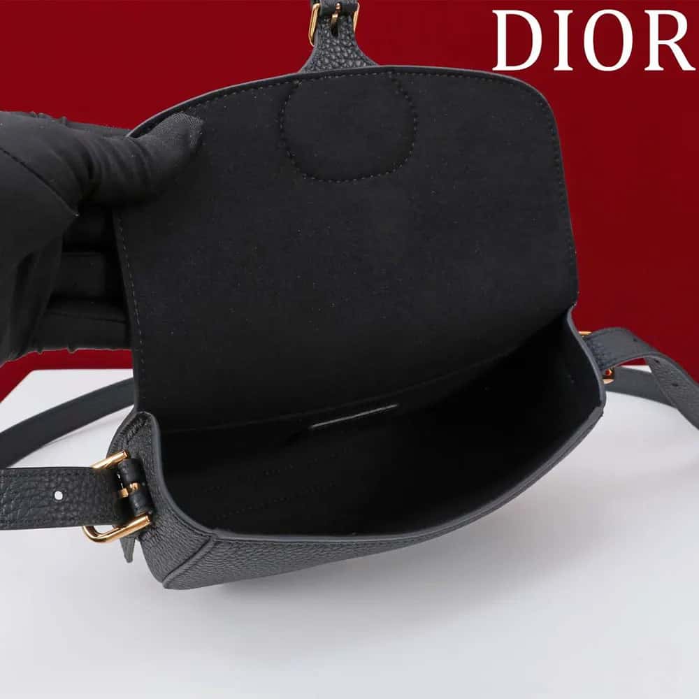 TÚI Dior Women Bobby East-West Bag Black Grained Calfskin