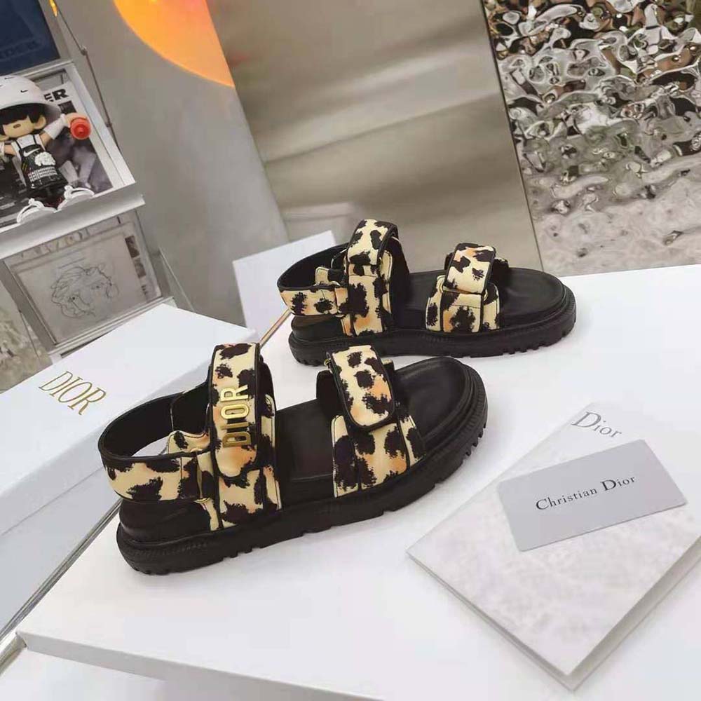 DÉP SANDAL DIOR DiorAct Sandal Beige Multicolor Mizza Printed Technical Fabric