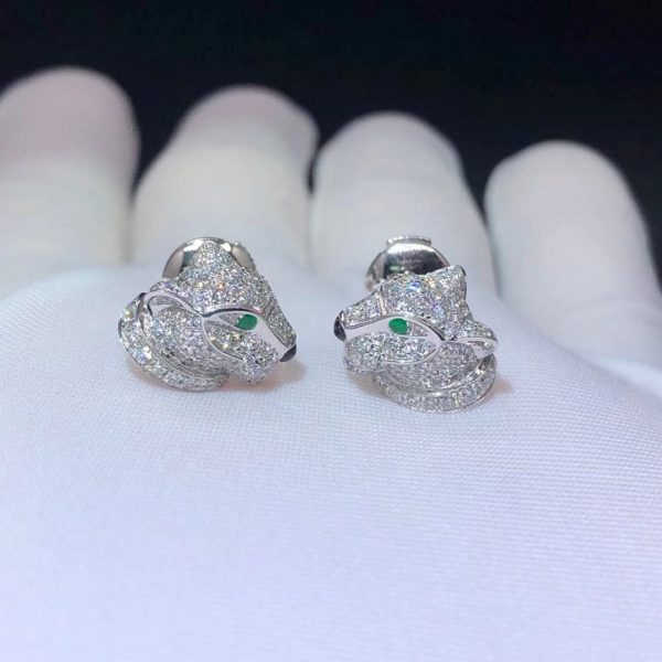 Bông tai Cartier kim cương 0.77ct Panthere de Cartier vàng trắng 18K