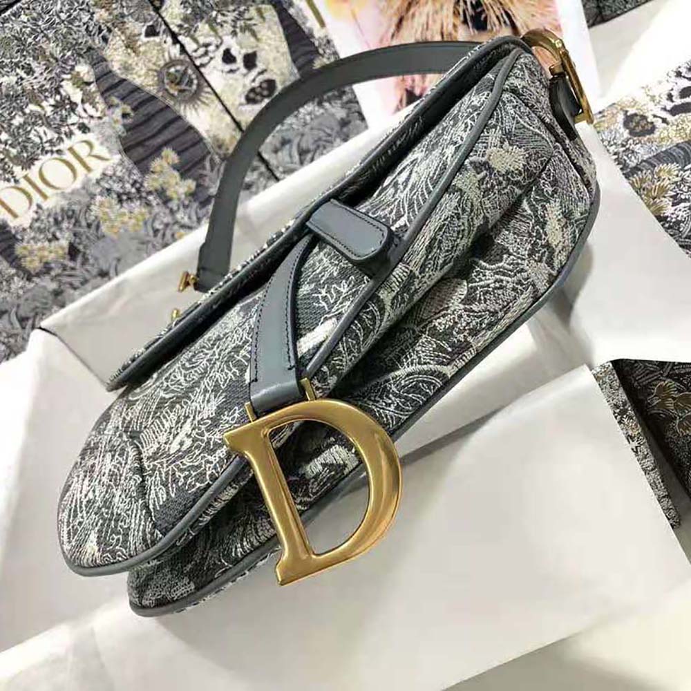 TÚI Dior Women Saddle Bag Toile DE Jouy Reverse Jacquard-Silver