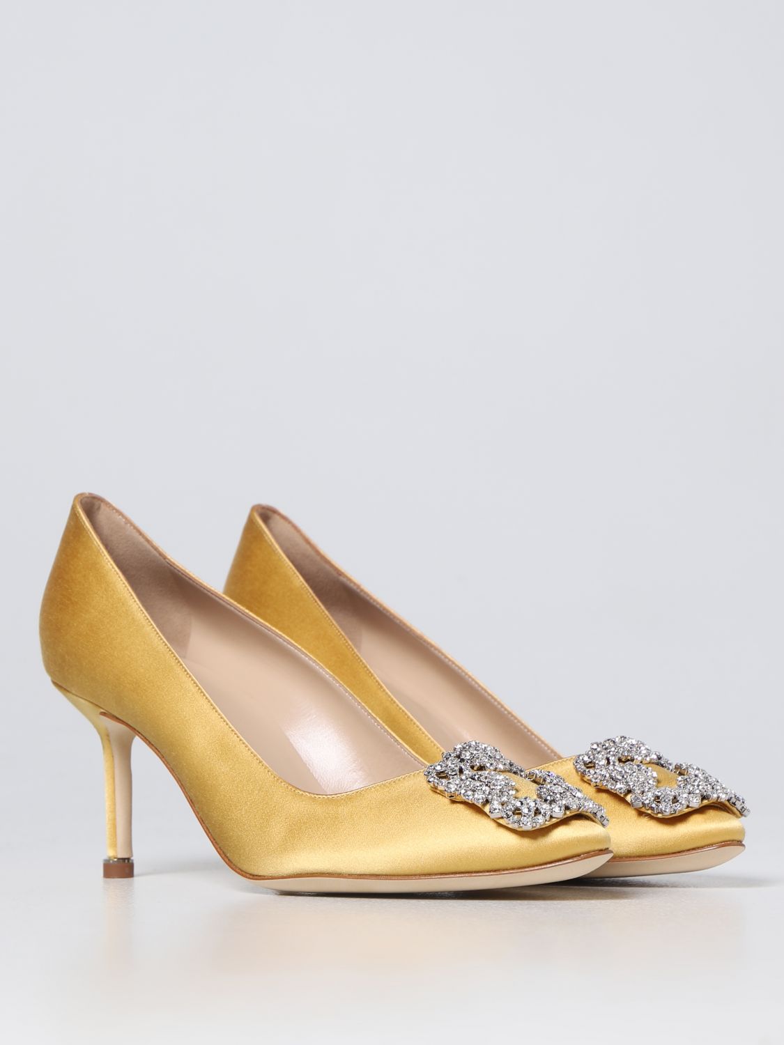 GIÀY MANOLO BLAHNIK Yellow satin pumps shoes