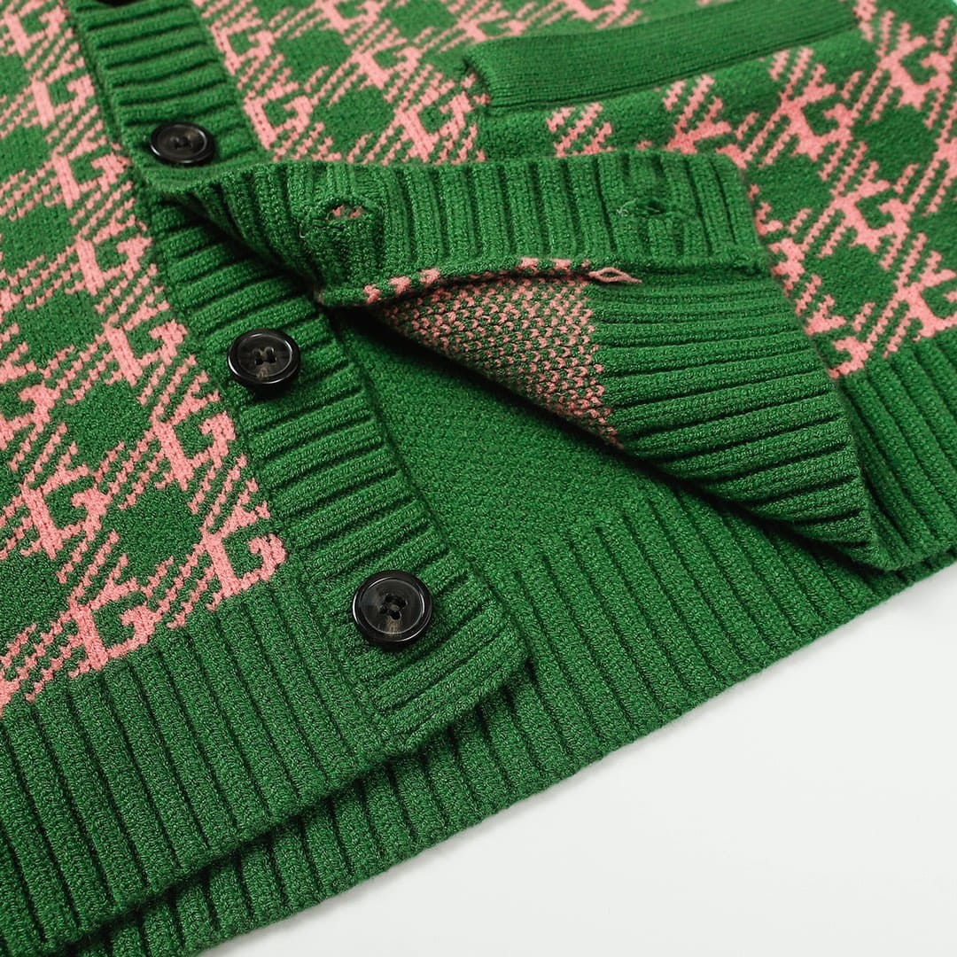 ÁO GUCCI Gile Cashmere Green and Pink