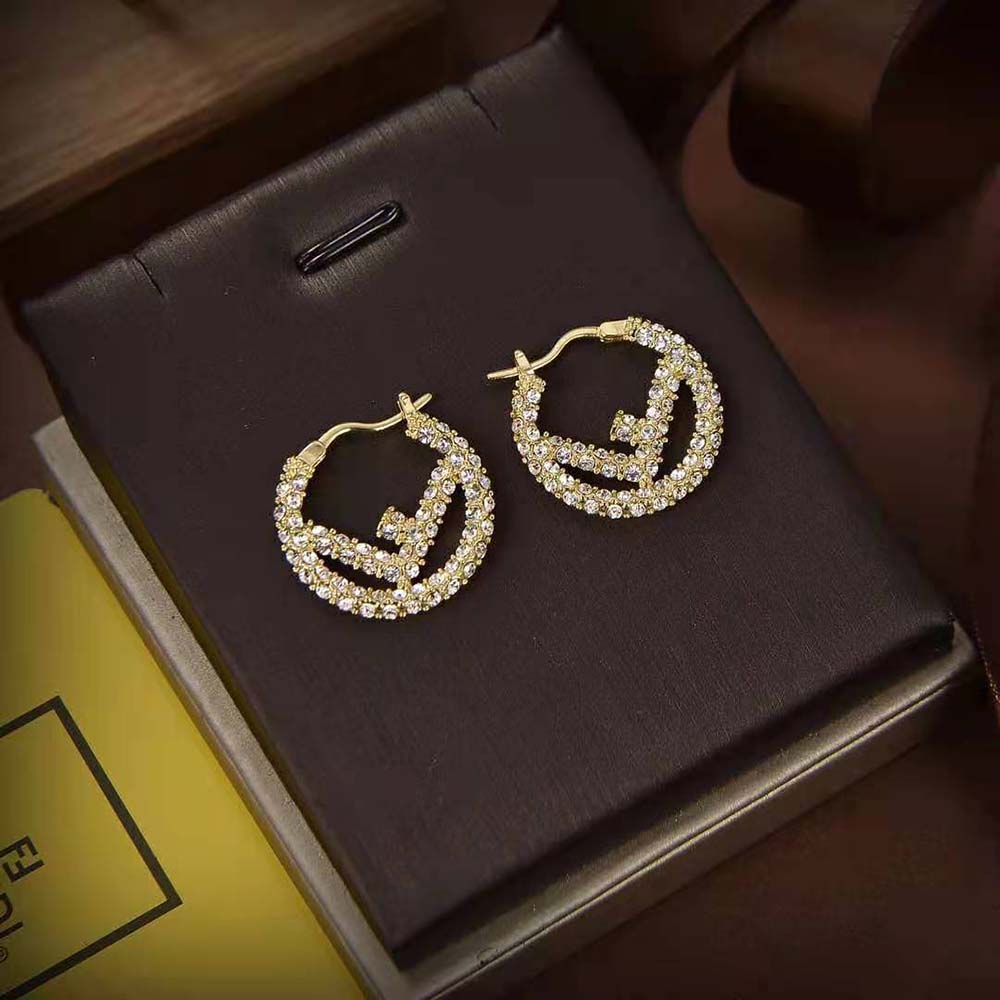 BÔNG TAI Fendi Women Hoop Earrings with F is Fendi Motif