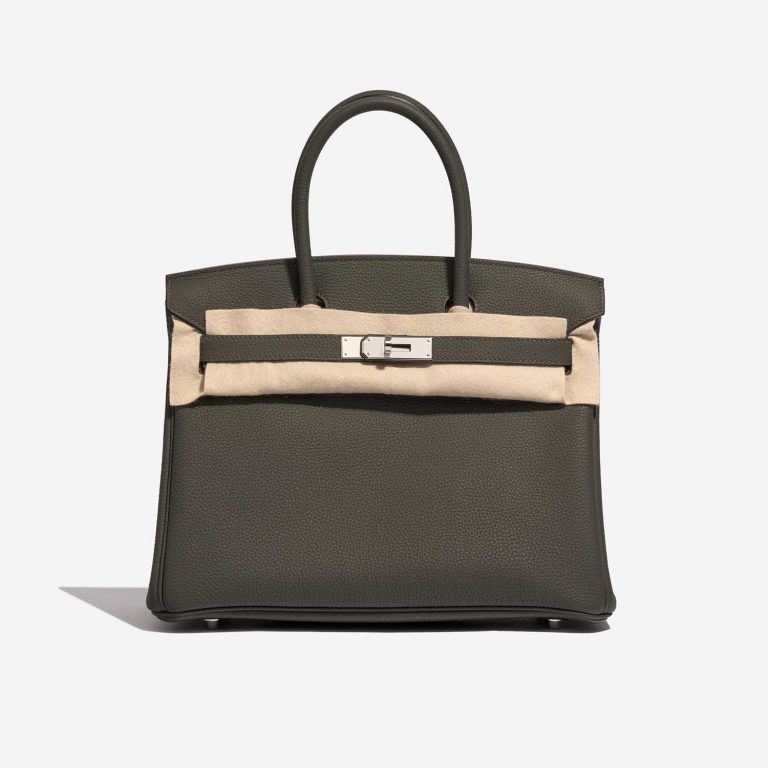 TÚI Hermès Birkin 30 Togo Vert de Gris Silver Buckle khóa trắng