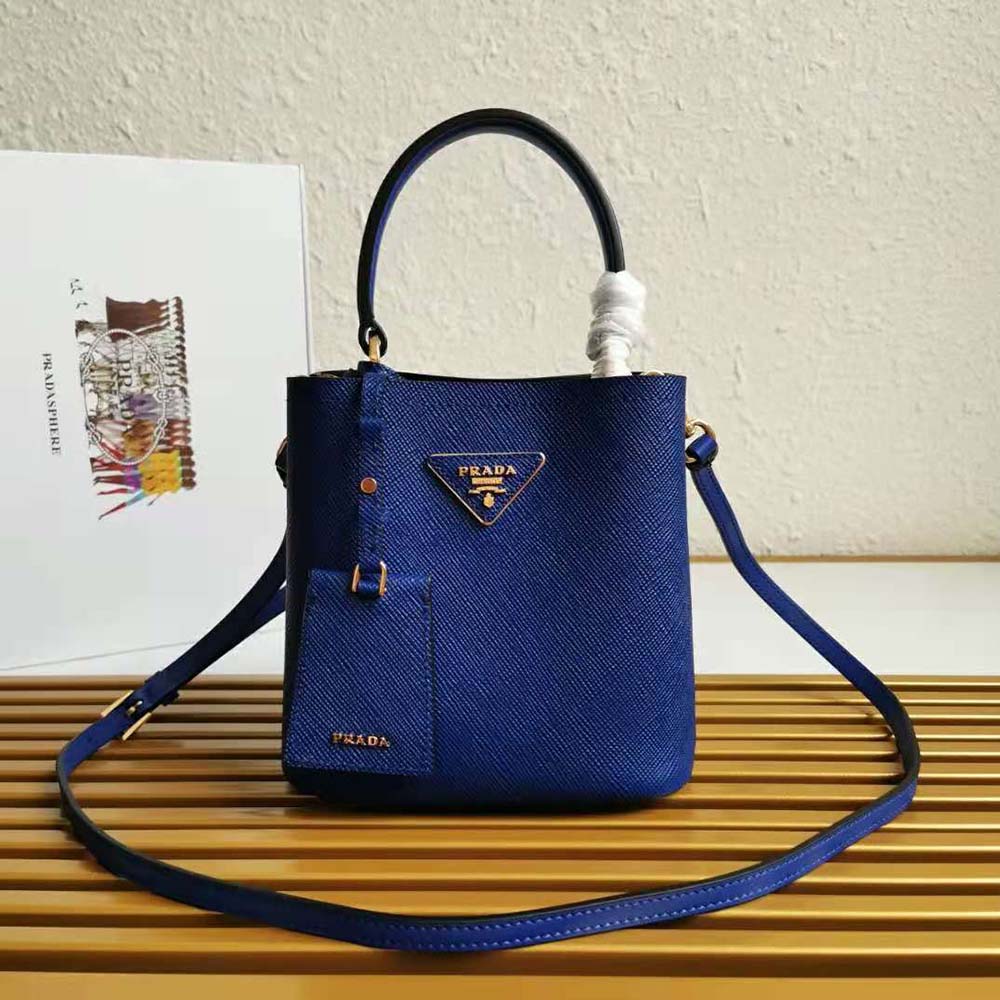 TÚI Prada Saffiano Leather Prada Panier Bag-Navy