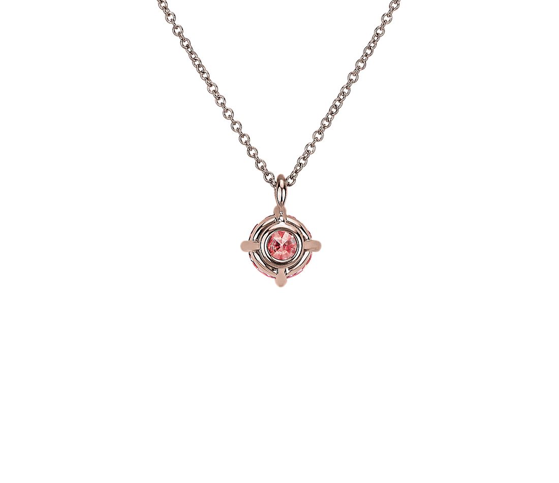 Dây chuyền vàng hồng 18K Au750 Pink Moissanite Diamond  Round Solitaire Pendant Necklace