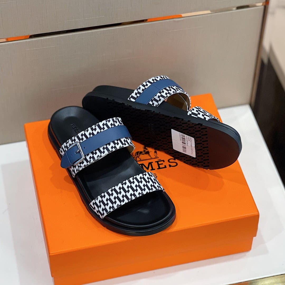 DÉP HERMES BLUE H SANDAL AAA